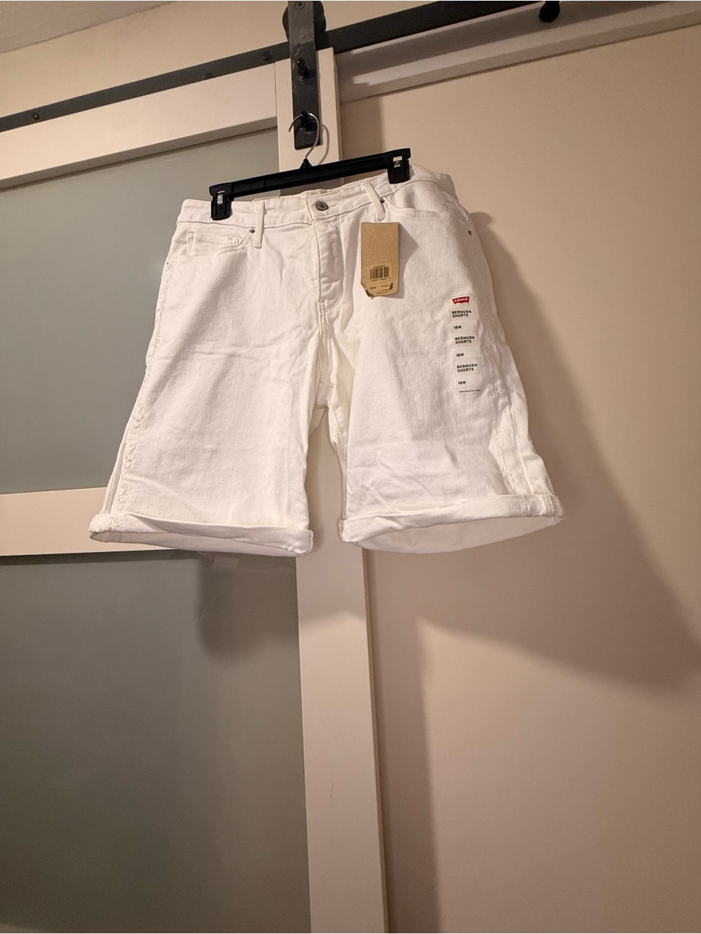 Levi's White Denim Shorts with Rolled Hem